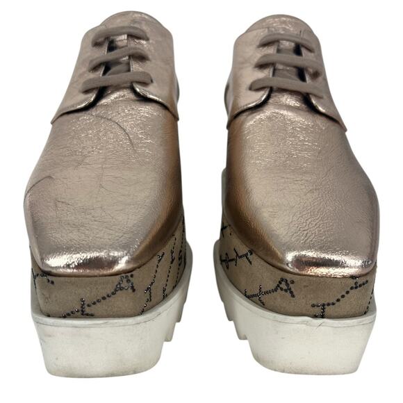 Stella McCartney Rose Gold Elyse Monogram Derbys - Picture 6 of 16